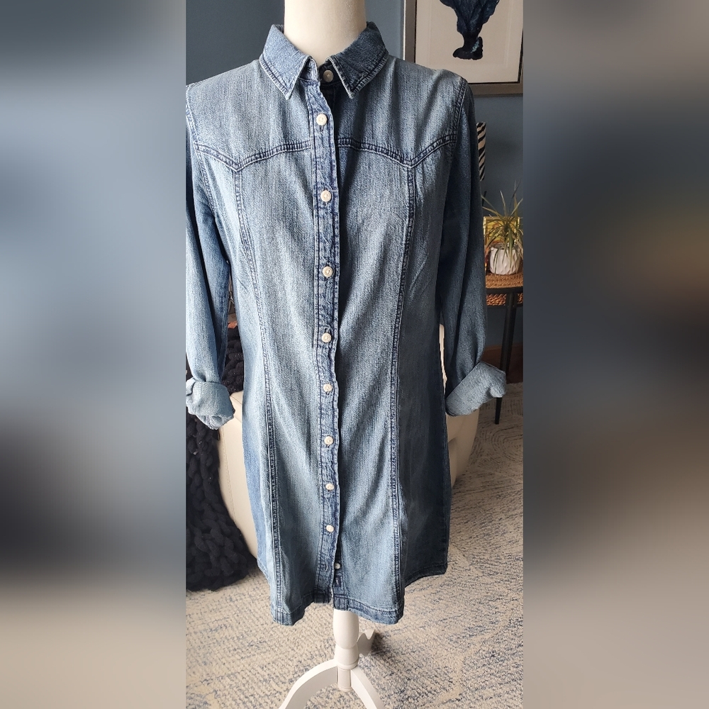 Denim Shirt Dress - Picture 2 of 12